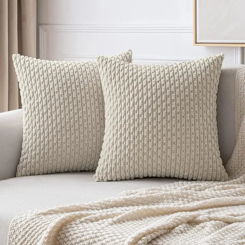 Ribfluwelen Sierkussen Geribbeld 45x45cm Voor Bank En Bed | Sansoti
