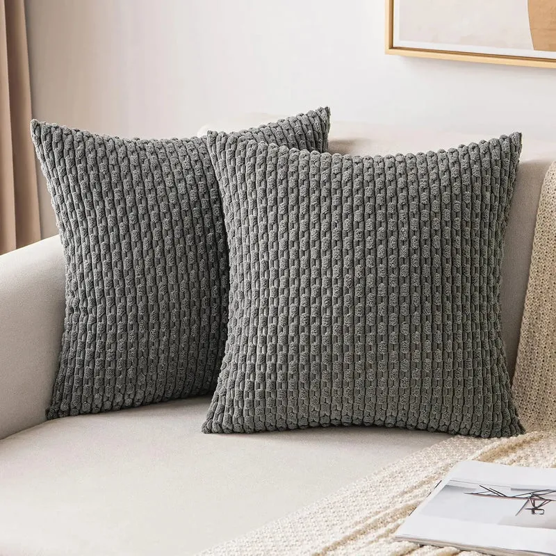 Ribfluwelen Sierkussen Geribbeld 45x45cm Voor Bank En Bed | Sansoti