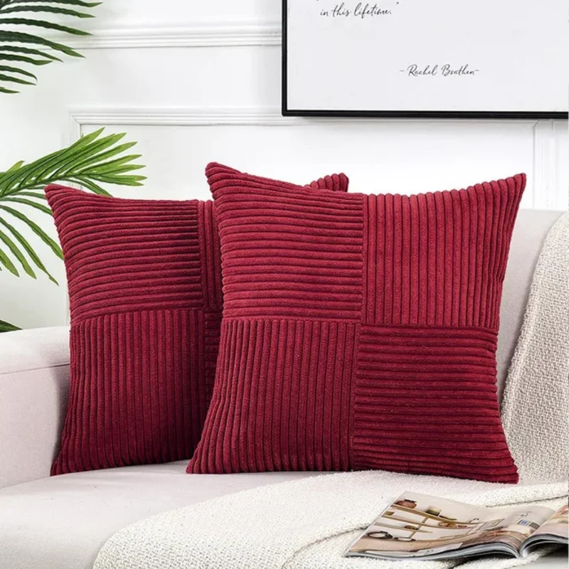 Sierkussen Pluche 45x45cm Geribbeld Met Rits Bank En Bed | Sansoti