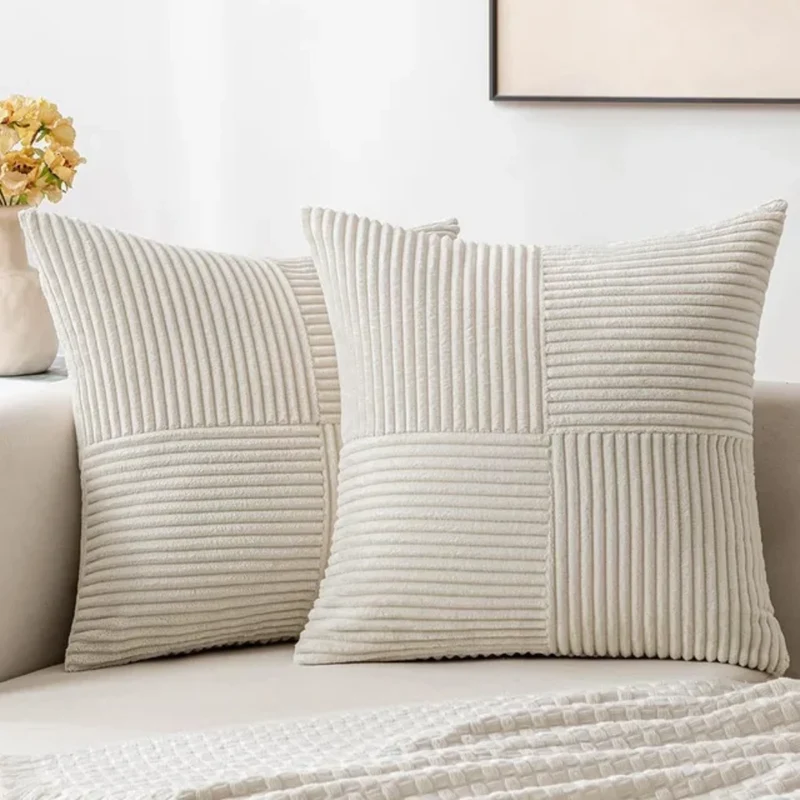 Sierkussen Pluche 45x45cm Geribbeld Met Rits Bank En Bed | Sansoti