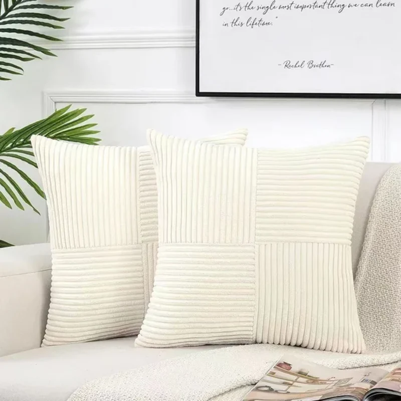 Sierkussen Pluche 45x45cm Geribbeld Met Rits Bank En Bed | Sansoti
