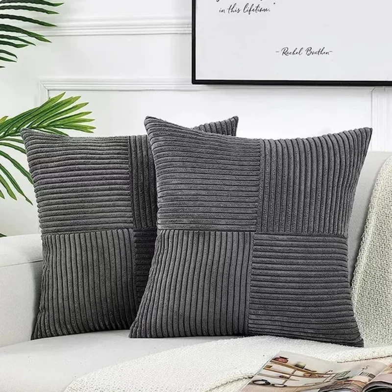 Sierkussen Pluche 45x45cm Geribbeld Met Rits Bank En Bed | Sansoti