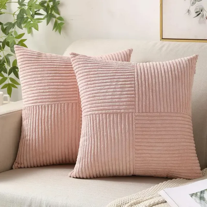 Sierkussen Pluche 45x45cm Geribbeld Met Rits Bank En Bed | Sansoti