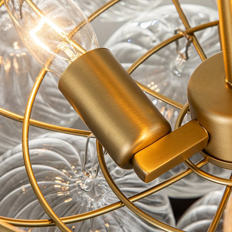 Plafondlamp Glazen Bollen Cluster 3-Lichts Messing 53cm Badkamer Woonkamer Glamour