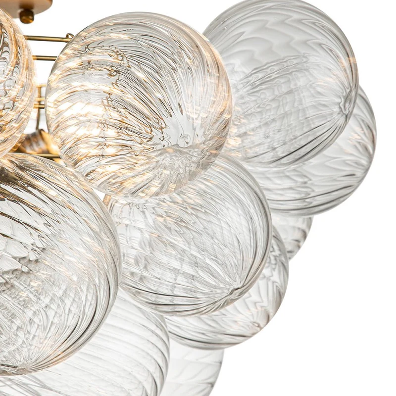 Plafondlamp Glazen Bollen Cluster 3-Lichts Messing 53cm Badkamer Woonkamer Glamour