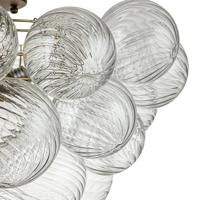 Plafondlamp Glazen Bollen Cluster 3-Lichts Messing 53cm Badkamer Woonkamer Glamour