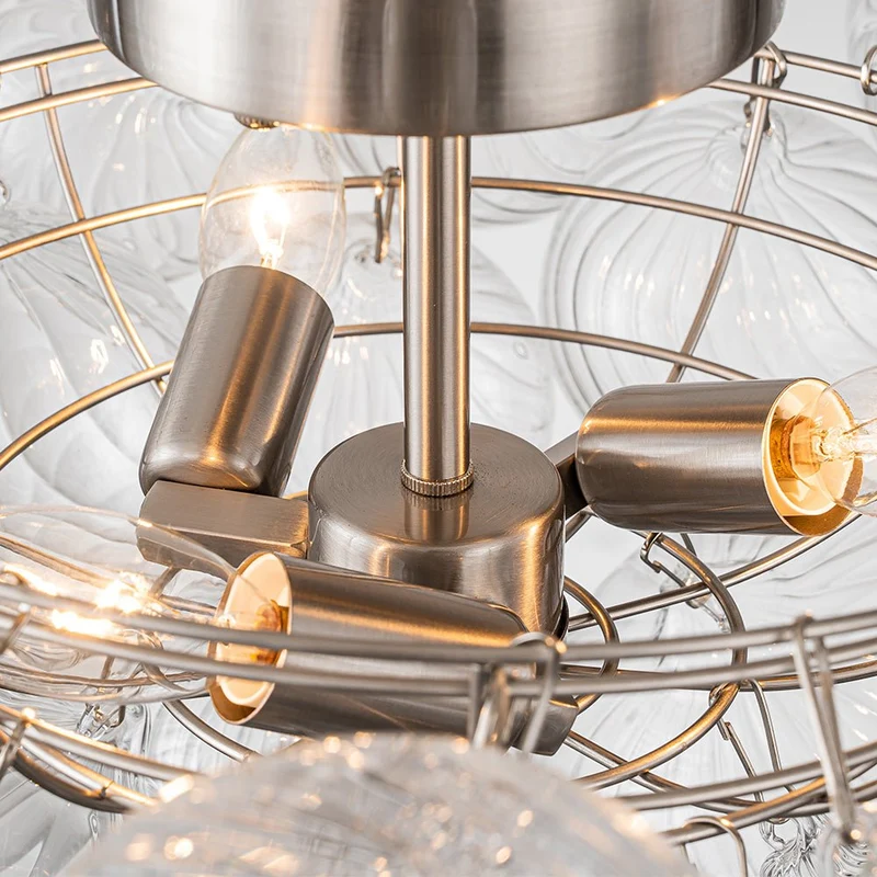 Plafondlamp Glazen Bollen Cluster 3-Lichts Messing 53cm Badkamer Woonkamer Glamour