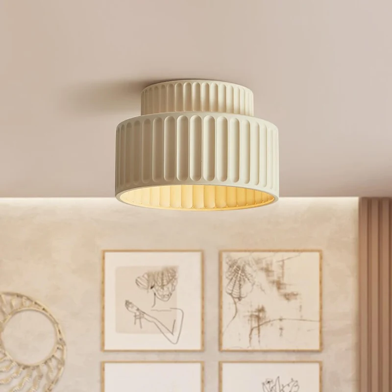 Plafondlamp Wabi-Sabi Resin Nordic Flush Mount Beige Groen Wit Dimbaar Woonkamer