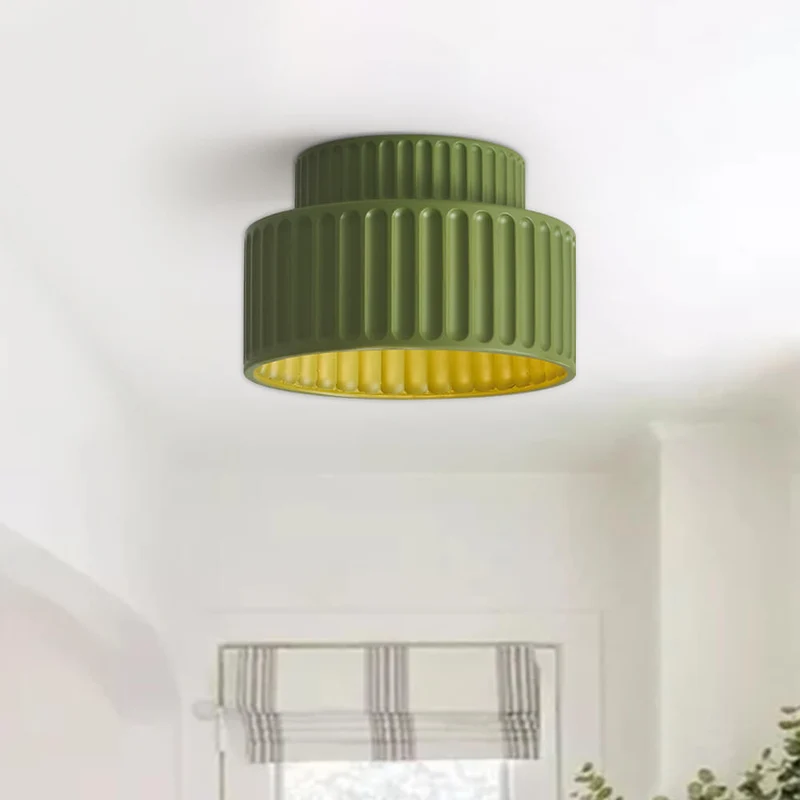 Plafondlamp Wabi-Sabi Resin Nordic Flush Mount Beige Groen Wit Dimbaar Woonkamer