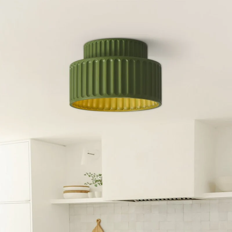 Plafondlamp Wabi-Sabi Resin Nordic Flush Mount Beige Groen Wit Dimbaar Woonkamer