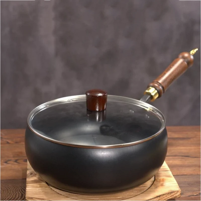 Gietijzeren Wokpan Met Deksel Zwart Oven Geschikt 24cm | Sansoti