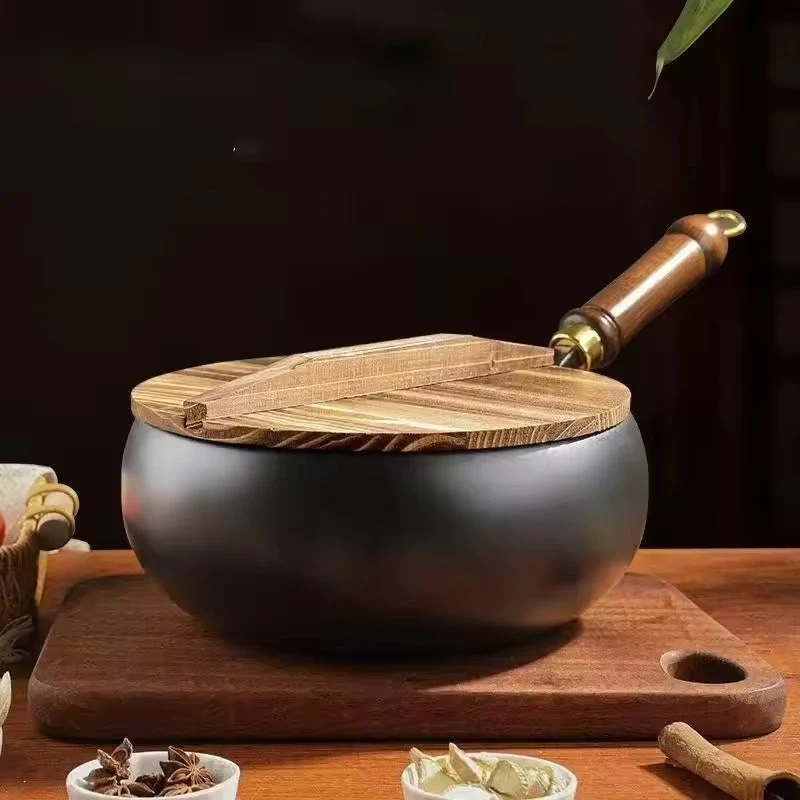 Gietijzeren Wokpan Met Deksel Zwart Oven Geschikt 24cm | Sansoti