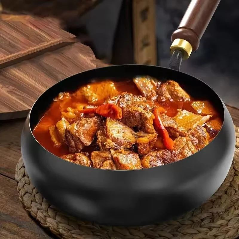 Gietijzeren Wokpan Met Deksel Zwart Oven Geschikt 24cm | Sansoti