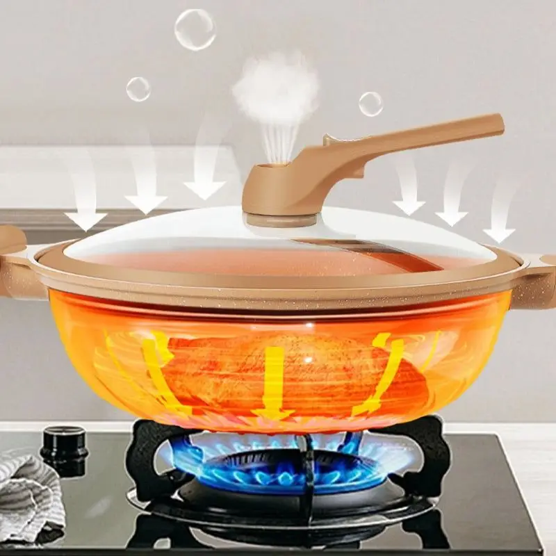 Wokpan Met Stoommand Antiaanbak Inductie Gas Multifunctioneel 30cm | Sansoti