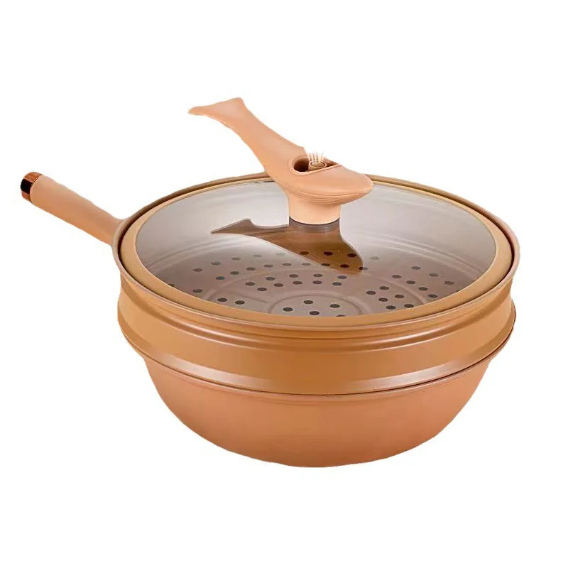 Wokpan Met Stoommand Antiaanbak Inductie Gas Multifunctioneel 30cm | Sansoti