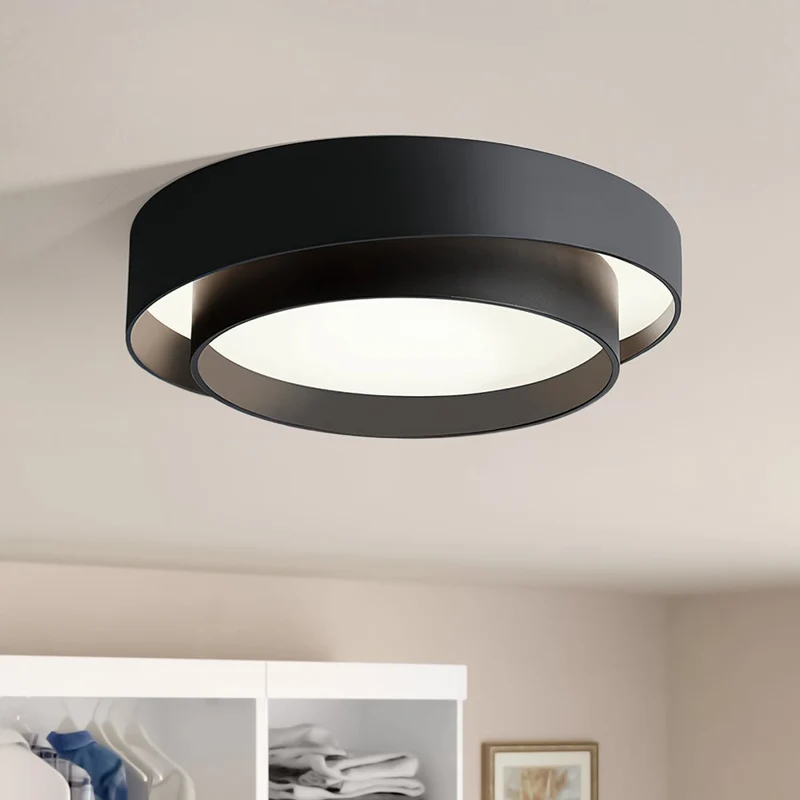 LED Plafondlamp Rond Concentric Rings Metaal Wit Grijs Zwart 39cm Modern