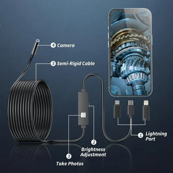 Inspectiecamera Telefoon 1080P HD 5 Meter Kabel LED Endoscoop | Sansoti