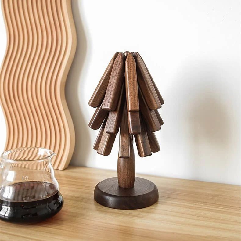 Pannenonderzetter Walnoot Houten Boom Design 10x25cm Tafelbescherming | Sansoti