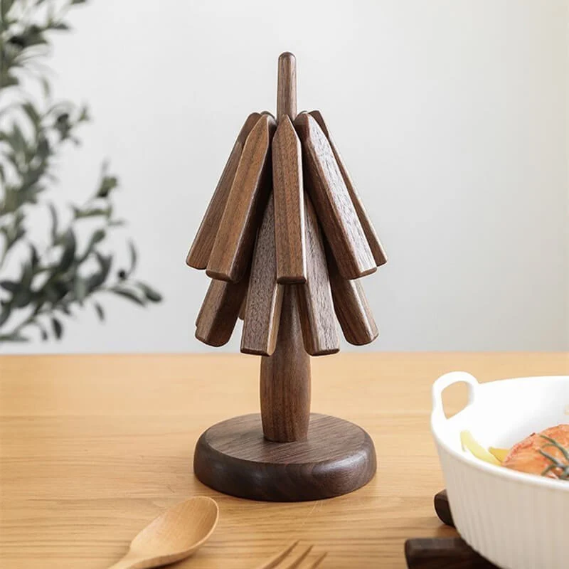 Pannenonderzetter Walnoot Houten Boom Design 10x25cm Tafelbescherming | Sansoti