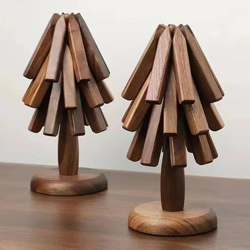 Pannenonderzetter Walnoot Houten Boom Design 10x25cm Tafelbescherming | Sansoti