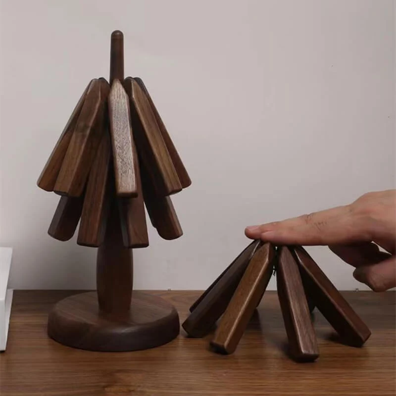 Pannenonderzetter Walnoot Houten Boom Design 10x25cm Tafelbescherming | Sansoti