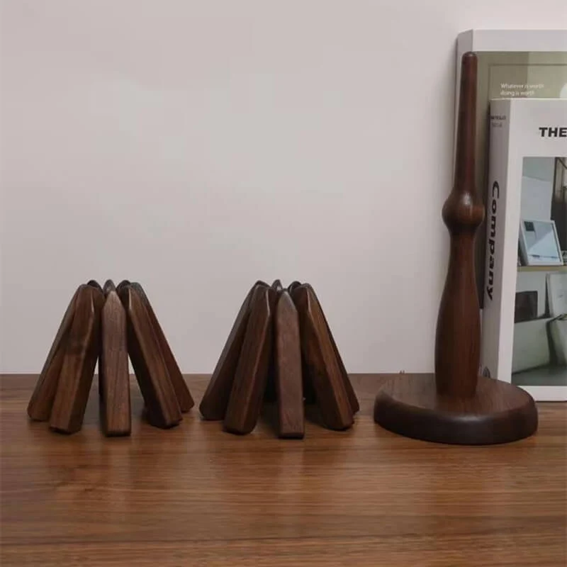 Pannenonderzetter Walnoot Houten Boom Design 10x25cm Tafelbescherming | Sansoti