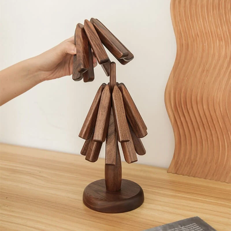 Pannenonderzetter Walnoot Houten Boom Design 10x25cm Tafelbescherming | Sansoti