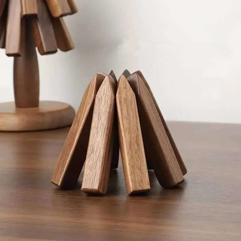 Pannenonderzetter Walnoot Houten Boom Design 10x25cm Tafelbescherming | Sansoti