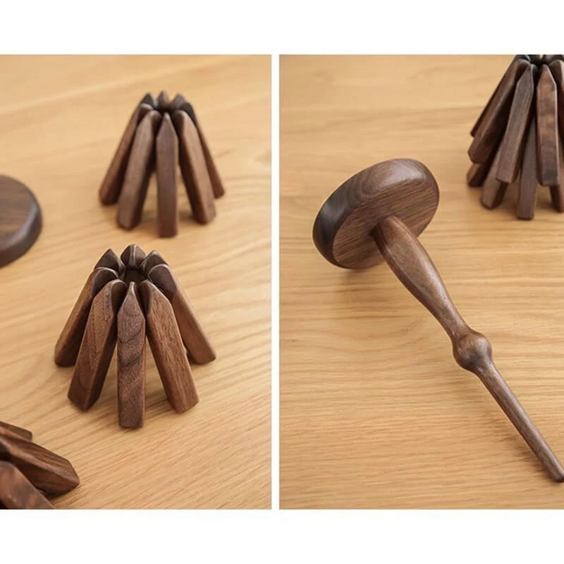 Pannenonderzetter Walnoot Houten Boom Design 10x25cm Tafelbescherming | Sansoti