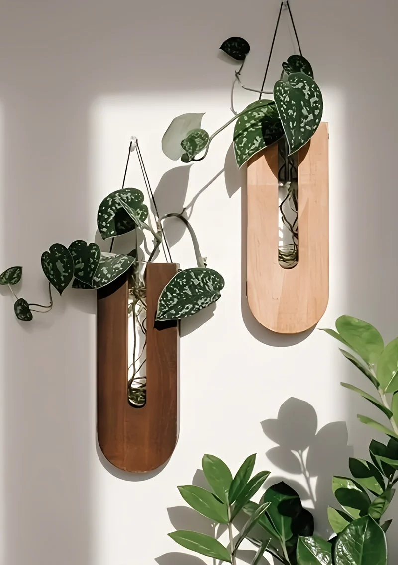Houten Wand Bloemenhouders Set 7 Delig Pijnhout Verticale Plantenhouder | Sansoti