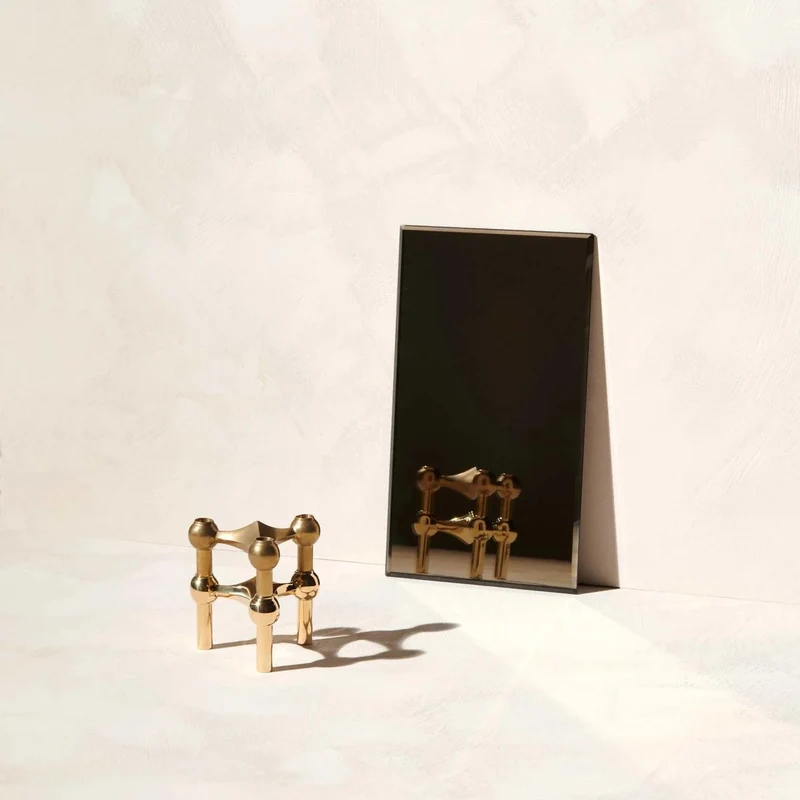 Modulaire design kandelaars set van 3 in massief messing – sculpturale woondecoratie voor tafel en dressoir | Sansoti