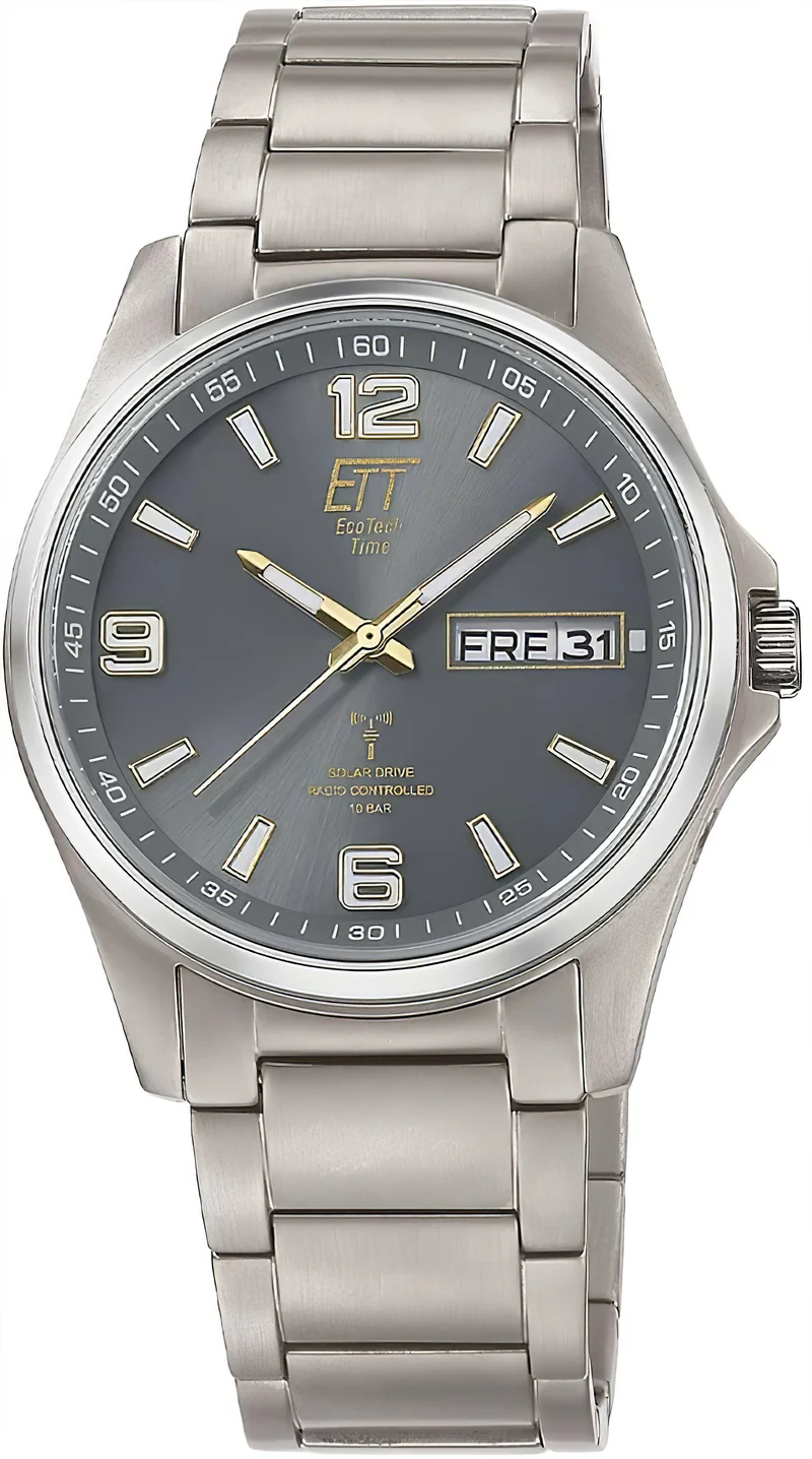 Eco Tech Time Everest EGT-11601-21M Herrenuhr • Solar Funk • Titanium