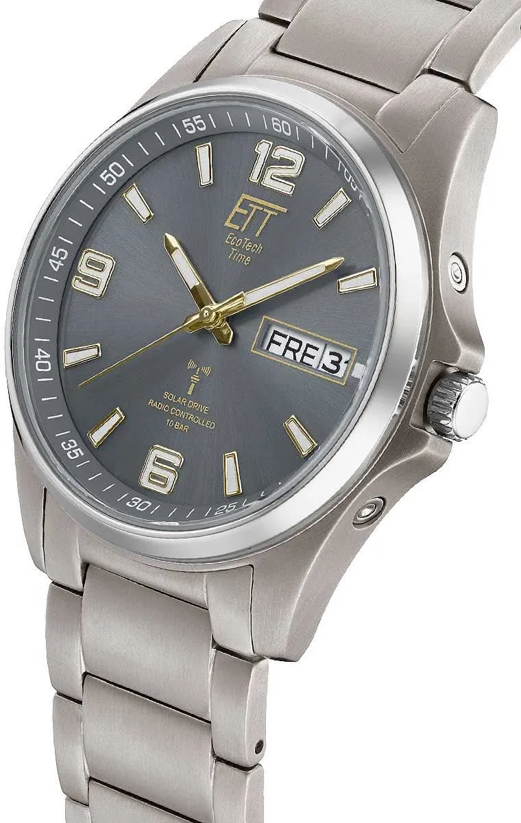 Eco Tech Time Everest EGT-11601-21M Herrenuhr • Solar Funk • Titanium