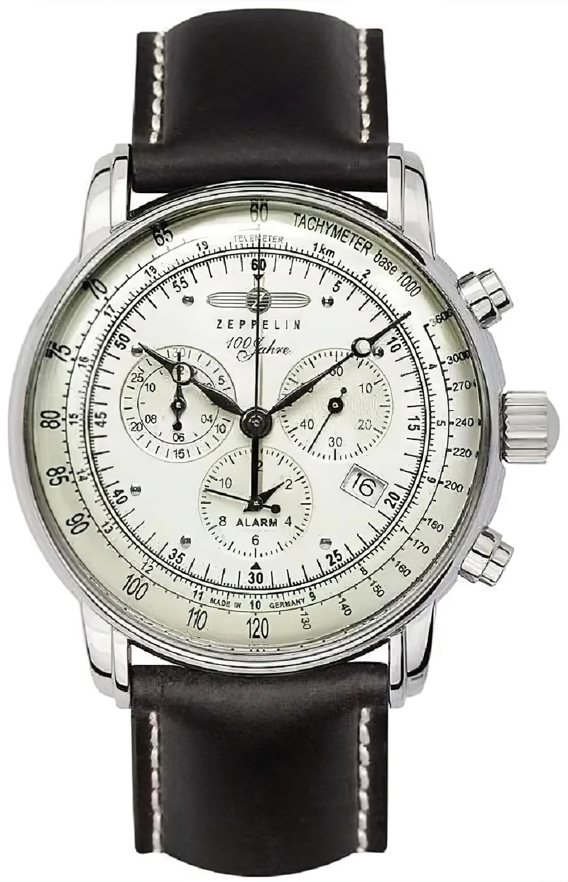 Zeppelin 100 Jahre Zeppelin 8680-3 Herrenuhr • Made in Germany • Alarm-Chronograph