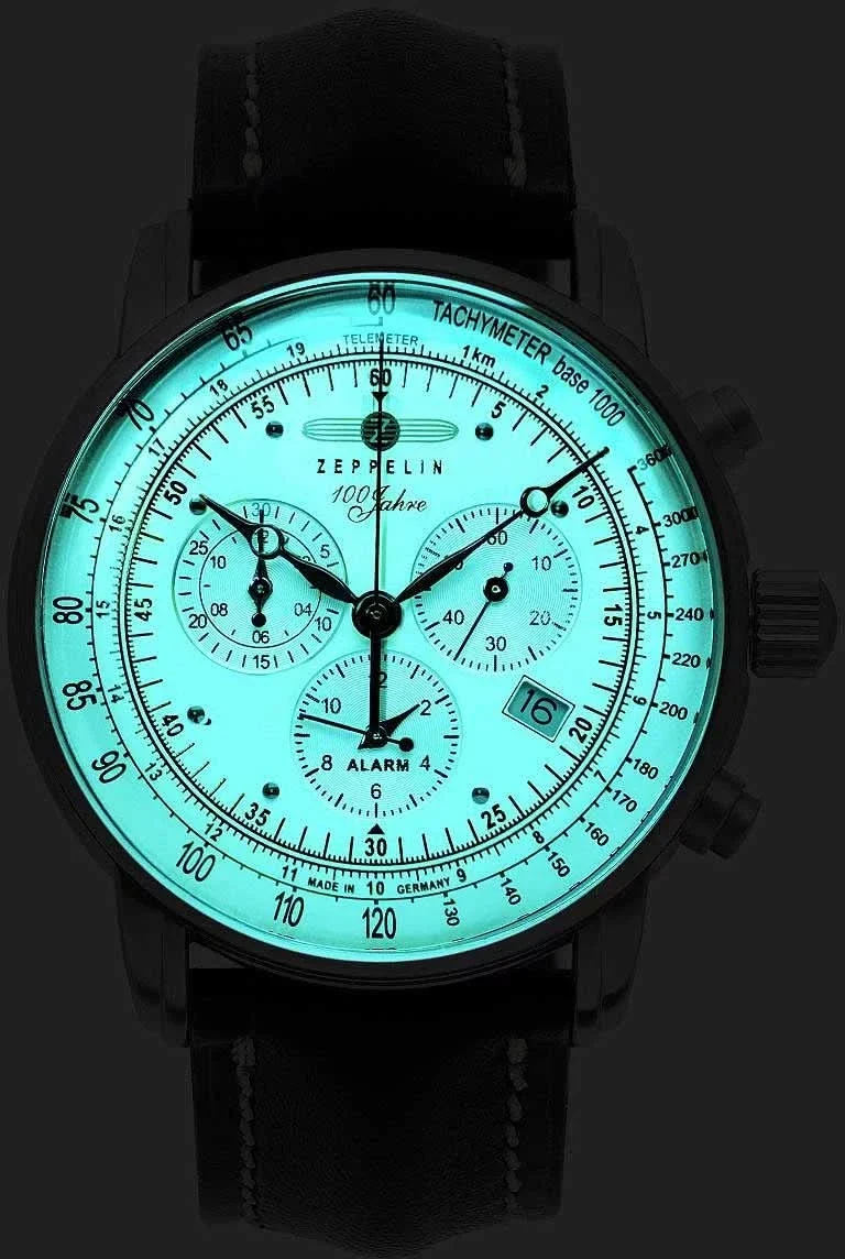 Zeppelin 100 Jahre Zeppelin 8680-3 Herrenuhr • Made in Germany • Alarm-Chronograph