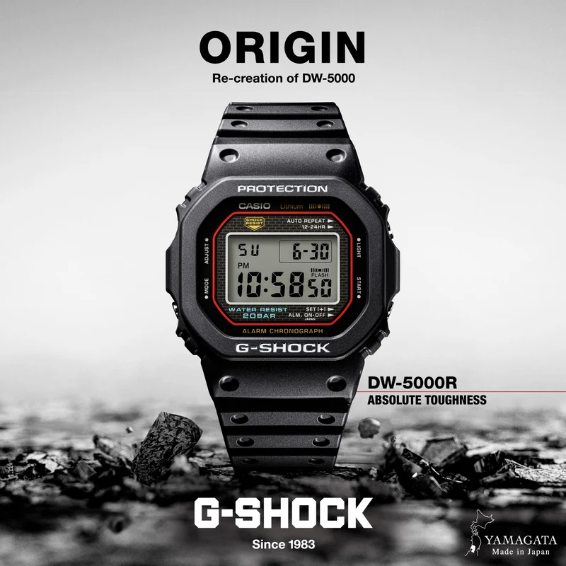 Casio DW-5000R-1AER G-Shock Herrenuhr Schwarz • Digitaler Chronograph • 20 bar wasserdicht