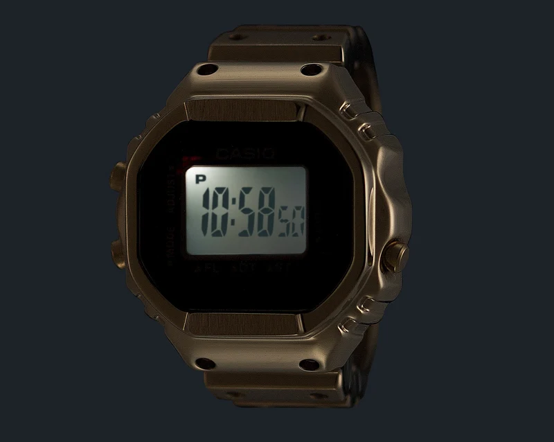 Casio CRW-001G-9ER Ringuhr Digital Goldfarben • Goldionenbeschichtung • Dual-Zeit & Stoppuhr