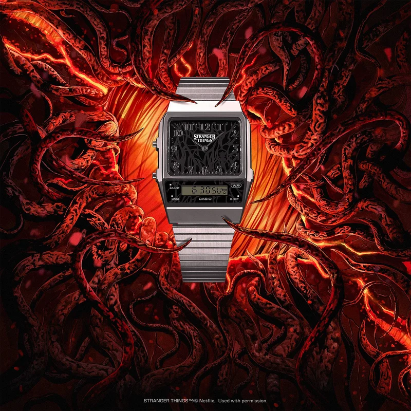 Casio Vintage AQ-800EST-1AER Armbanduhr Schwarz • Casio x Stranger Things • Analog-Digital