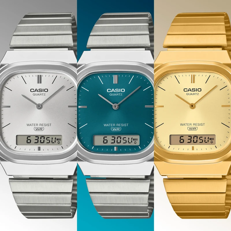 Casio Vintage AQ-240EG-9AEF Armbanduhr Gold • Analog-Digital • Retro-Design