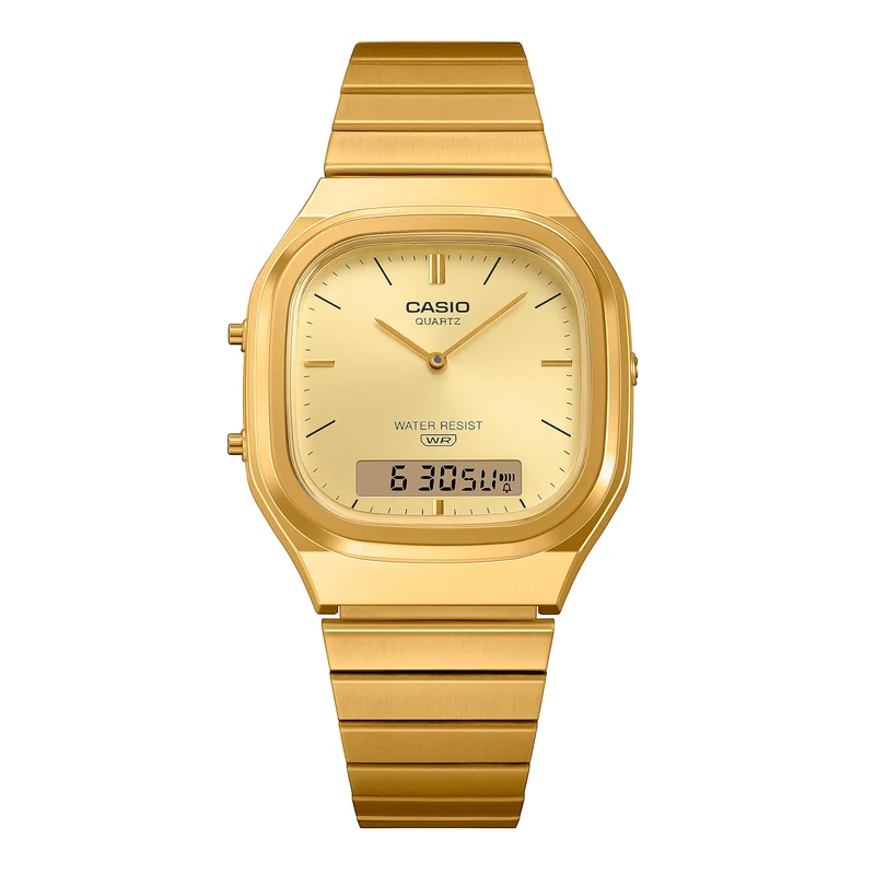 Casio Vintage AQ-240EG-9AEF Armbanduhr Gold • Analog-Digital • Retro-Design