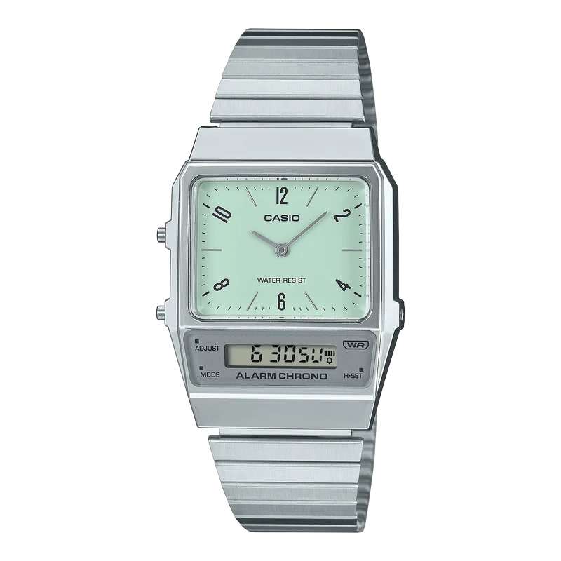 Casio Vintage AQ-800E-3AEF Armbanduhr Grün • Analog-Digital • Retro-Vintage-Design