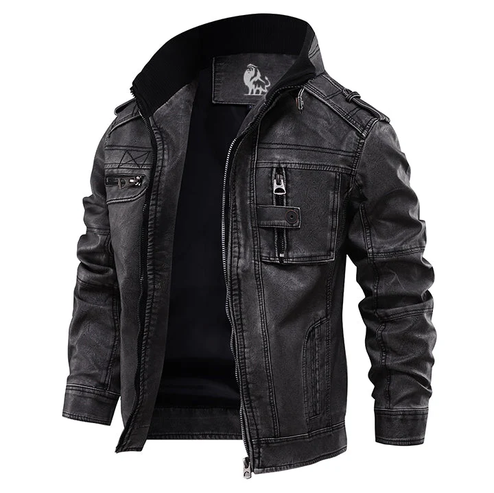 Leren Motorjack Heren PU Kunstleer Zwart Waterdicht Krasbestendig Biker Jas Duurzaam Stijlvol Motorkleding | Sansoti