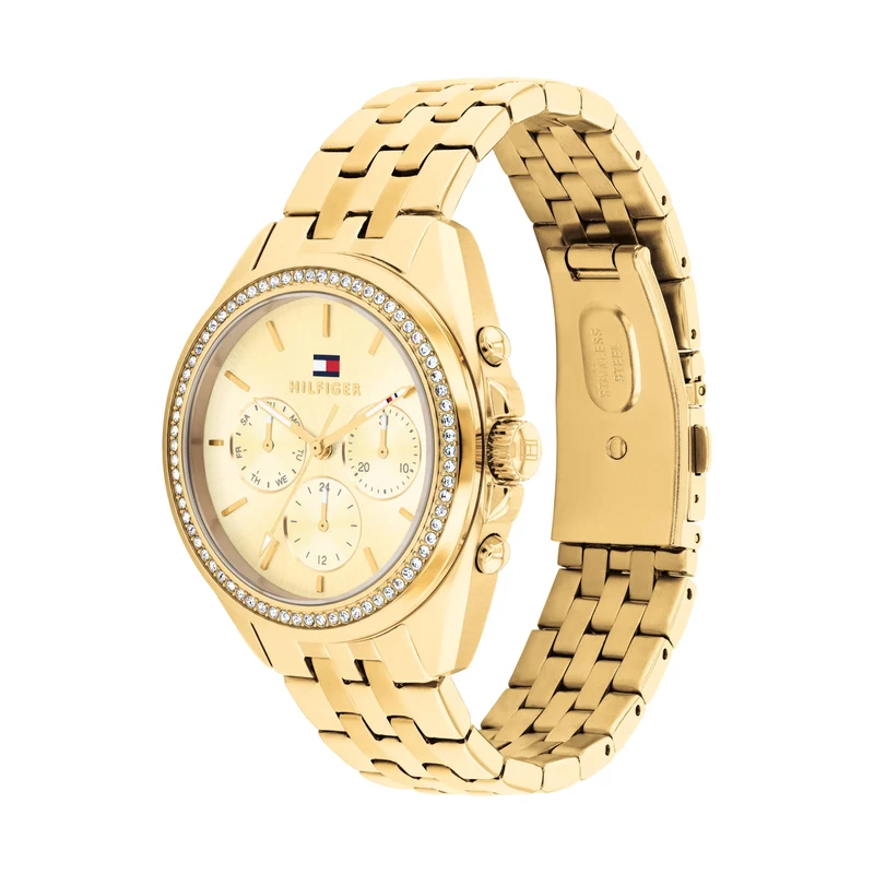 Tommy Hilfiger Mellie 1782803 Damen Armbanduhr Gold • Mineralglas • Quarzwerk Seiko VX3J