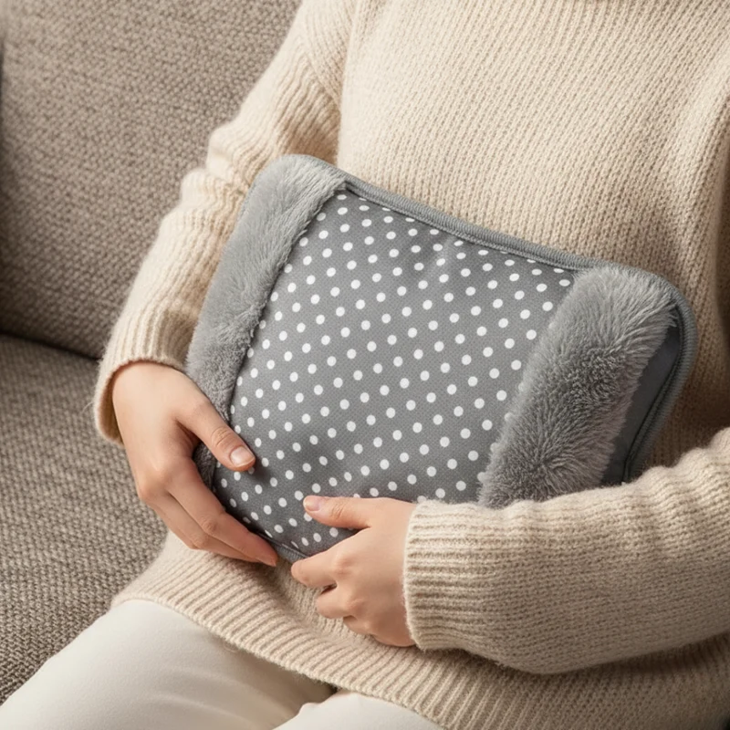 Elektrisch Verwarmingskussen met Handwarmer Functie Pluche Warmtekussen Grijs Lila 450W EU Stekker Comfort | Sansoti