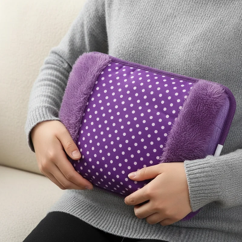 Elektrisch Verwarmingskussen met Handwarmer Functie Pluche Warmtekussen Grijs Lila 450W EU Stekker Comfort | Sansoti