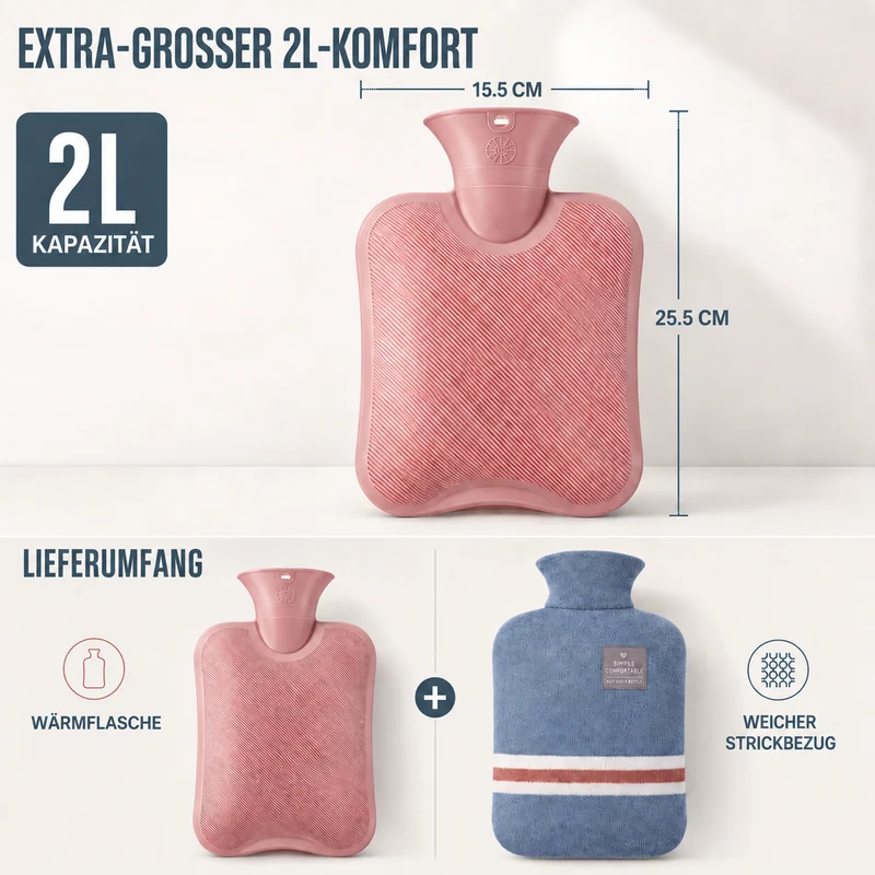 Kruik met Gebreide Hoes 1 Liter Warmtehoudend Comfort voor Koude Winterdagen Ontspanning Thuis Wellness | Sansoti