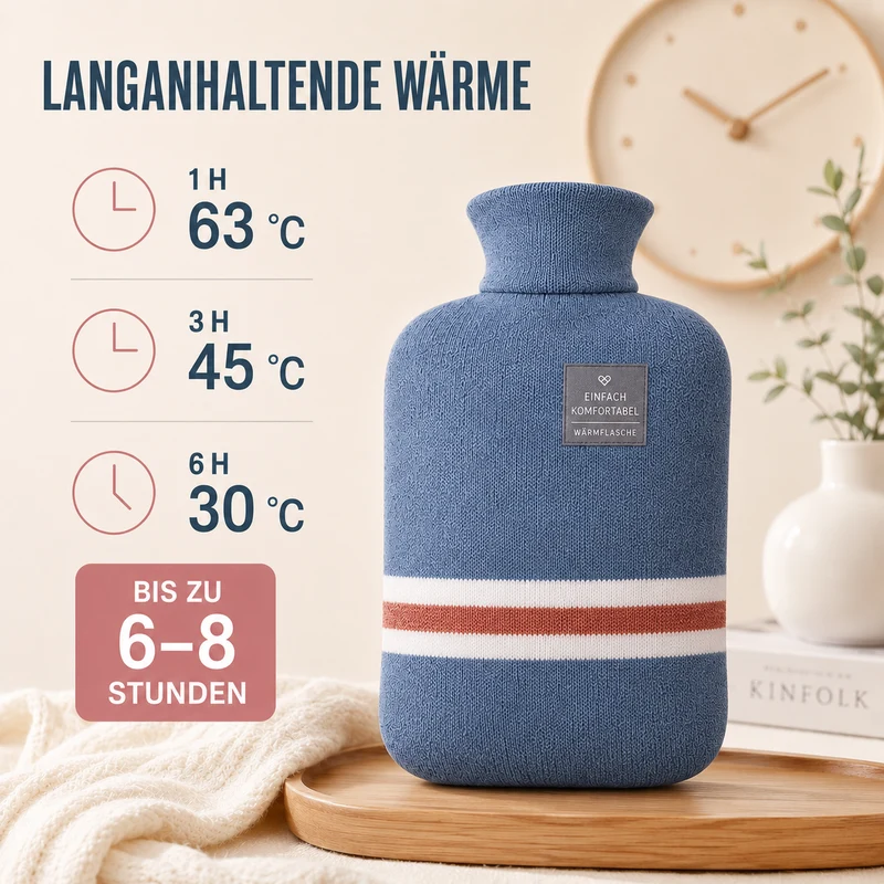 Kruik met Gebreide Hoes 1 Liter Warmtehoudend Comfort voor Koude Winterdagen Ontspanning Thuis Wellness | Sansoti