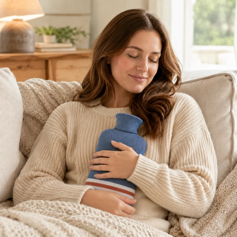 Kruik met Gebreide Hoes 1 Liter Warmtehoudend Comfort voor Koude Winterdagen Ontspanning Thuis Wellness | Sansoti