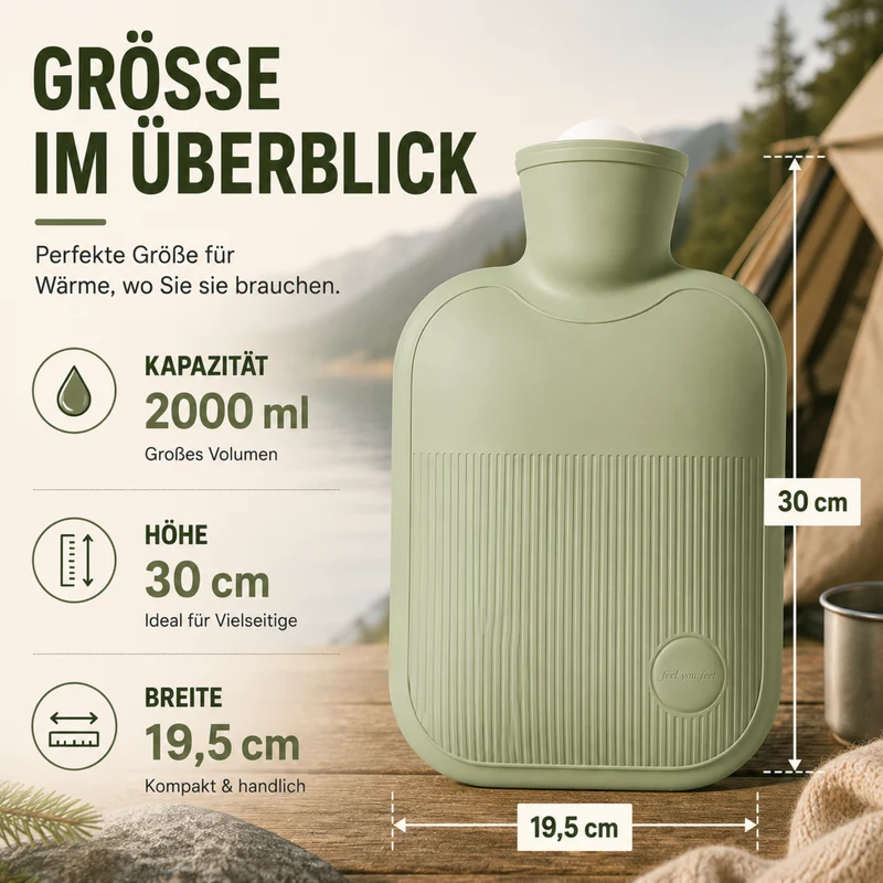 Warmwaterkruik 2000ml Lekvrij met Zachte Fleece Hoes voor Koude Voeten Handen en Rug Winterwarmte Comfort | Sansoti