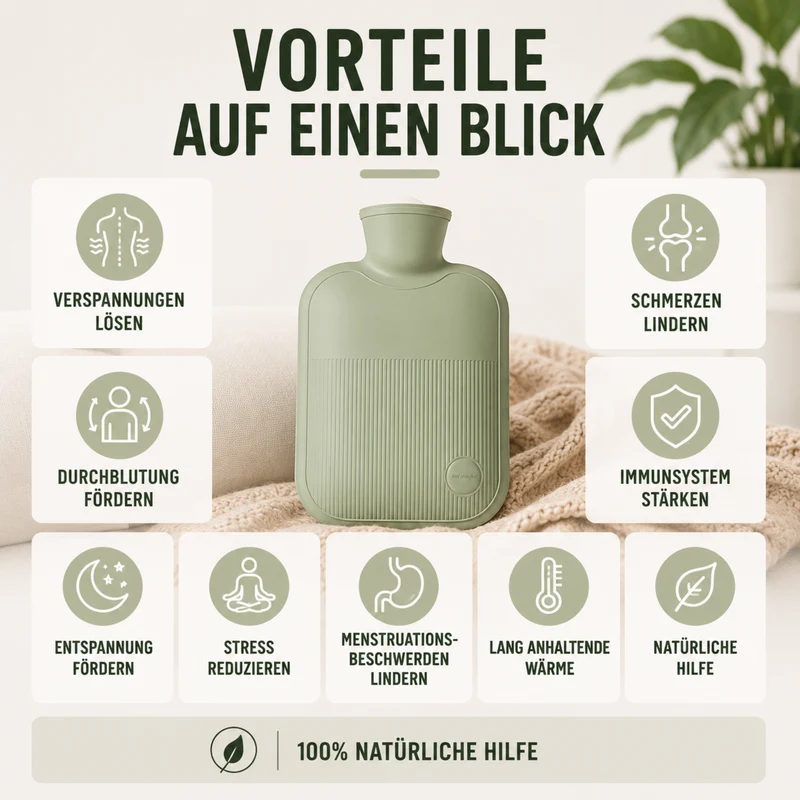Warmwaterkruik 2000ml Lekvrij met Zachte Fleece Hoes voor Koude Voeten Handen en Rug Winterwarmte Comfort | Sansoti
